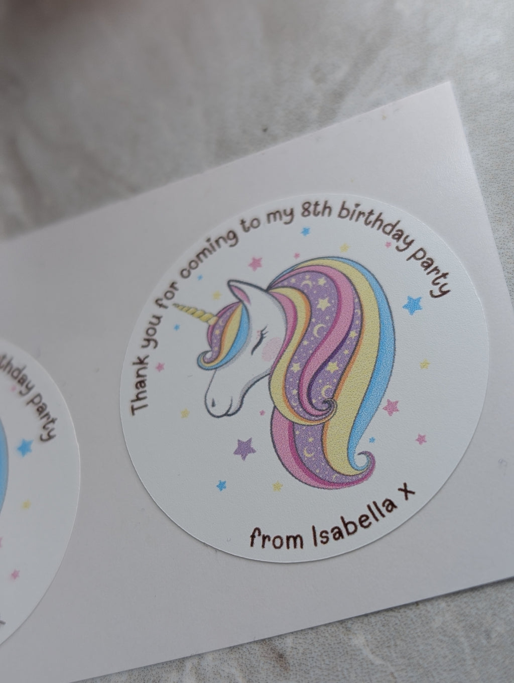 Character birthday stickers